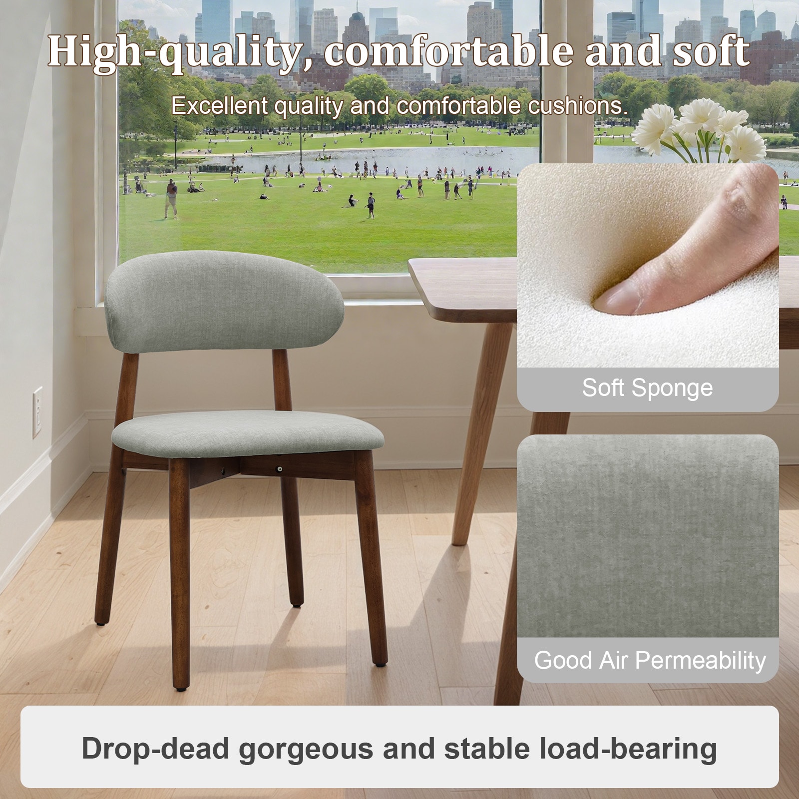 Laurel Green Flannelette Upholstered Dining Chair With Walnut Solid Wood Legs, Armless Chair Set Of 4 For Kitchen, Restaurant, Living, Meeting Room_maomaolike.com